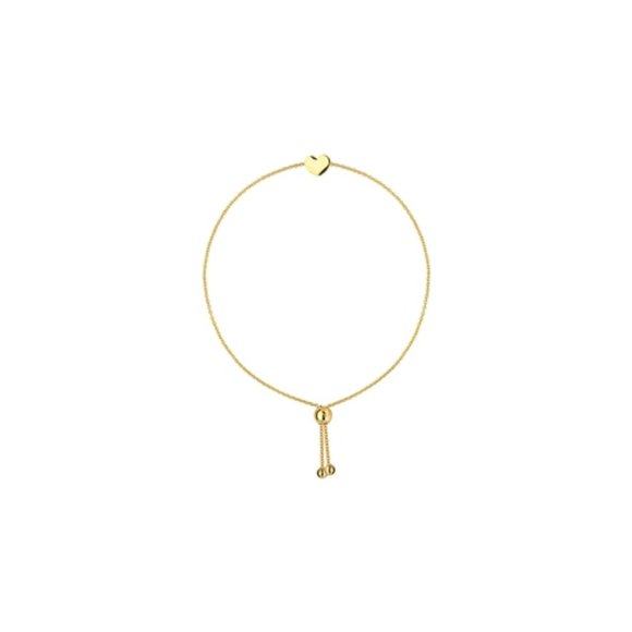 14K Solid Gold Heart Center Bead Bracelet
